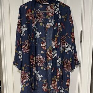 Pink Clover Navy Floral Kimono